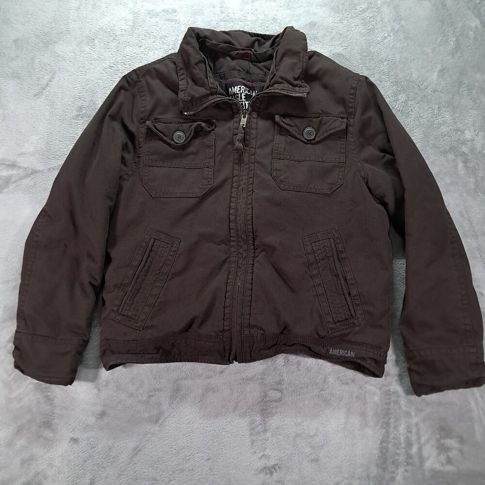 American Eagle Canvas Coat Men XL Lined Brown Utility Full Zip Chore Field Barn